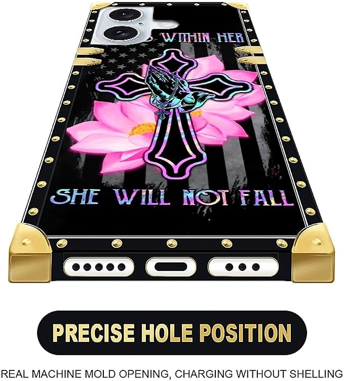 Compatible with iPhone 16 Case, Praying Cross Hands Luxury Golden Decoration - Image 6