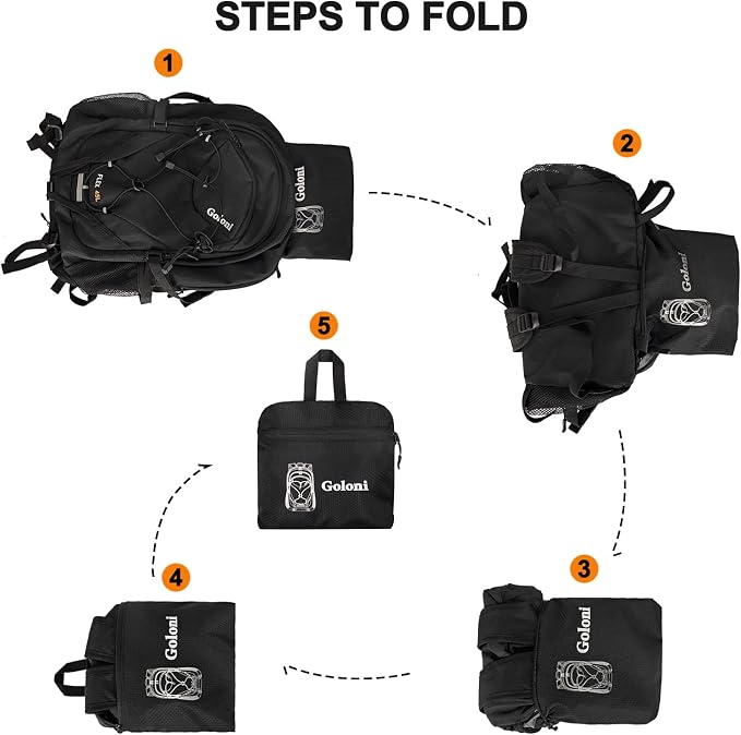 Goloni 45L Hiking Backpack Lightweight Foldable, Waterproof Camping Backpack - Image 5