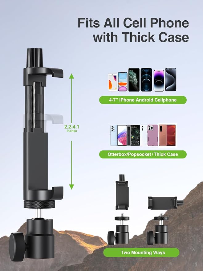elitehood 6.8 Feet Tall Phone Stand Tripod, Aluminum iPhone Tripod, Adjustable - Image 7