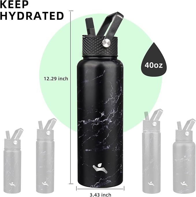Konokyo 40oz Insulated Water Bottle Stainless Steel Sport Bottles - Image 5