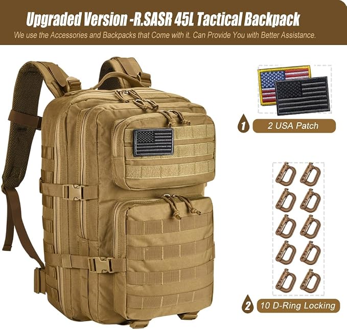 45L Tactical Backpack for Men Women, Military Assault Pack - Image 2