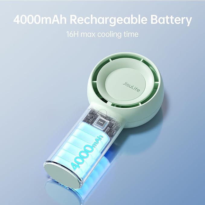 JISULIFE Portable Handheld Turbo Fan, 4000mAh USB Rechargeable Personal Battery - Image 7