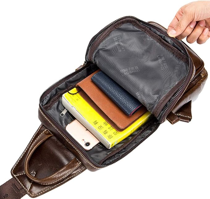 Leather Sling Bag Backpack Daypack Handbag - Image 6