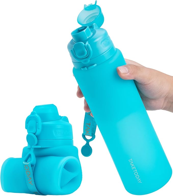 TakeToday Collapsible Water Bottles 32oz, Foldable Travel Water Bottle by TAKETODAY