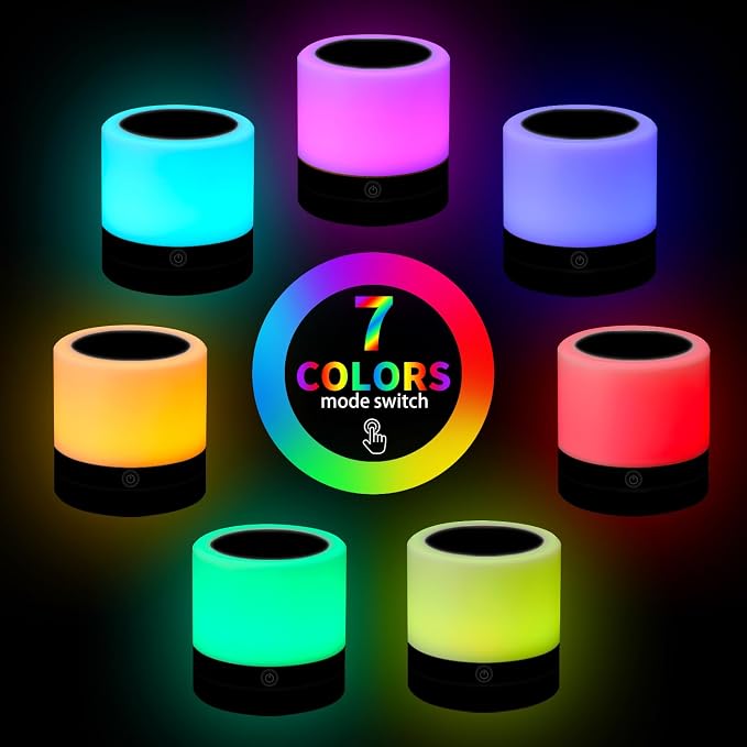 Nursery Night Light for Kids, USB Rechargeable Small Desk Lamp, 13 RGB Colors & - Image 6