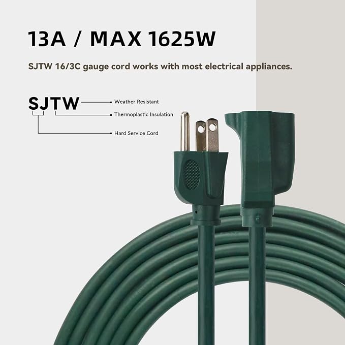 10ft Outdoor Extension Cord for Christmas Decorations - Image 6