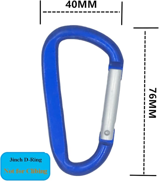 LESHIRY Large Carabiners Keychain 3" Aluminum D Shape Premium Durable D-Ring - Image 2