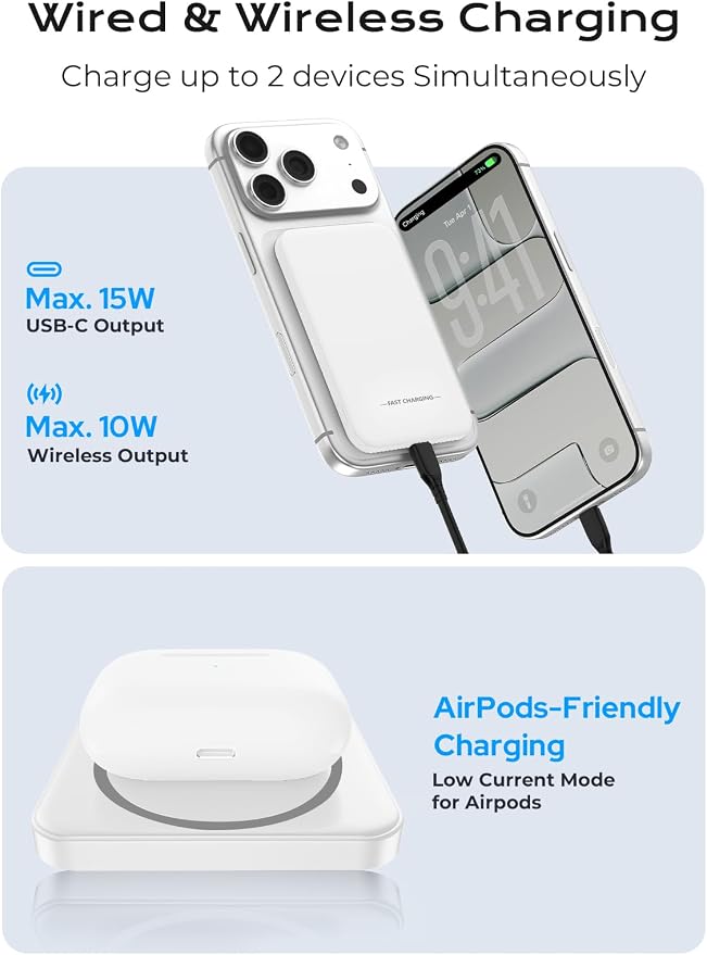 Aobbow Magnetic Portable Charger, 5000mAh Ultra Slim Power Bank, 15W Fast - Image 4