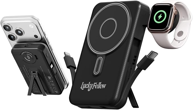 Magnetic Portable Charger Built-in Cables, 10000mAh Fast Charging Wireless by Unknown