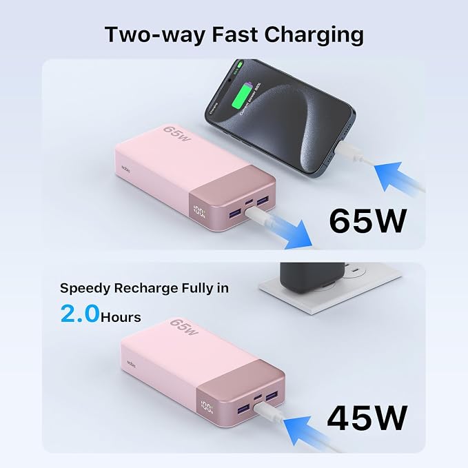 NOBIS 20000mAh Battery Pack Power Bank 65W Power Bank, Portable Charger - Image 3