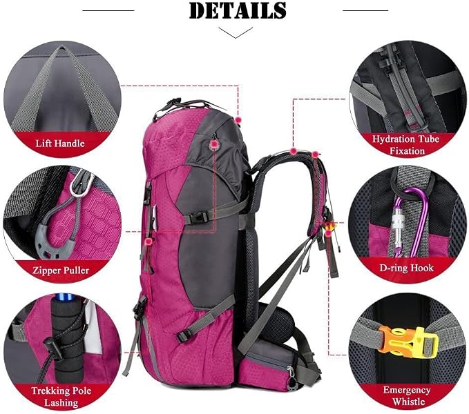 Bseash 60L Waterproof Hiking Camping Backpack - Image 4