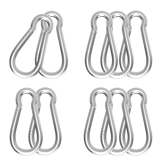 Carabiner, Heavy Duty Galvanized Steel Spring Snap Hook Carabiner Clips by High-PQ