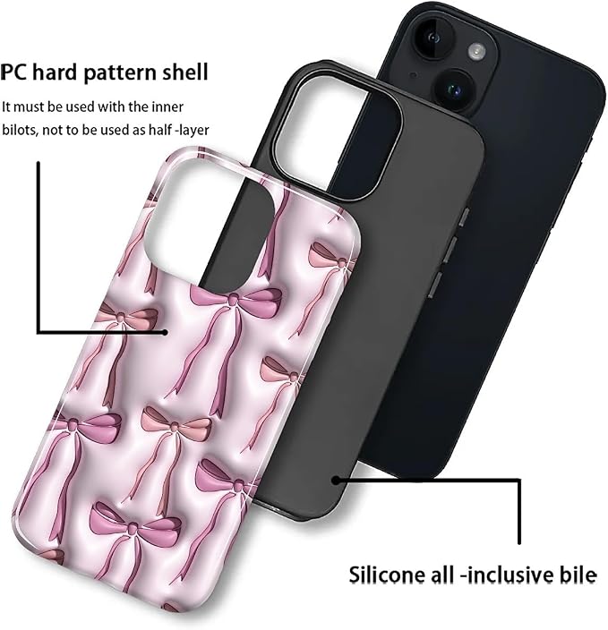 for iPhone 14 Plus Case, HL2 Abstract Ribbons Bows Hybrid 2 Layer Hard Shell - Image 3
