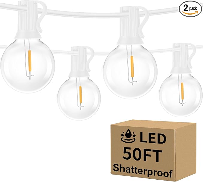Bosceos Outdoor G40 LED Globe String Lights 50FT Dimmable Shatterproof by BestChoiceforYourLife