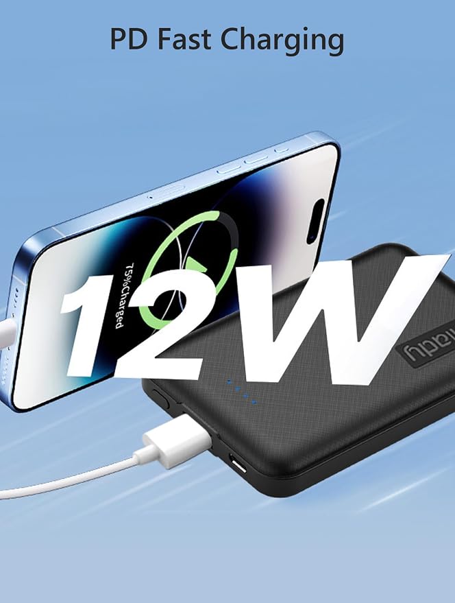 Miady 2-Pack 5000mAh Mini Portable Charger, 5V 2.4A USB-C Output Fast Charging - Image 3