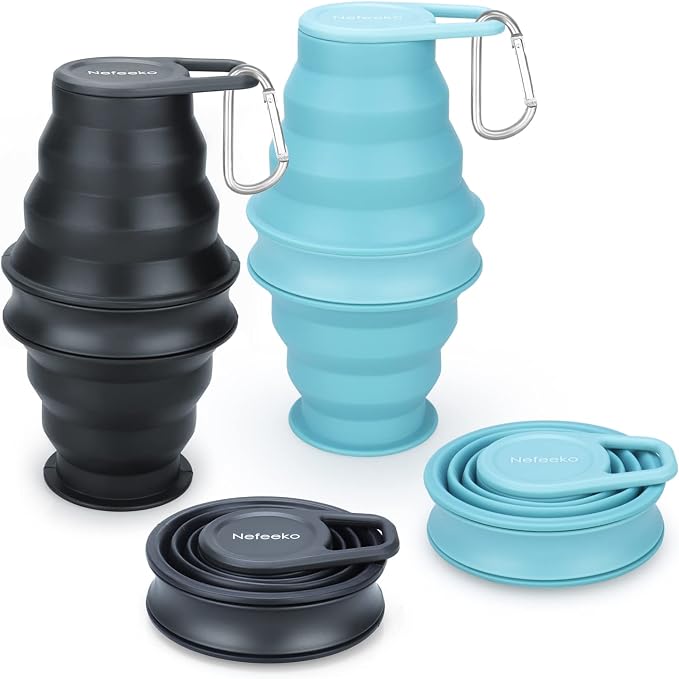 Nefeeko Collapsible Water Bottle, 17oz Reuseable BPA Free Silicone Foldable by Nefeeko