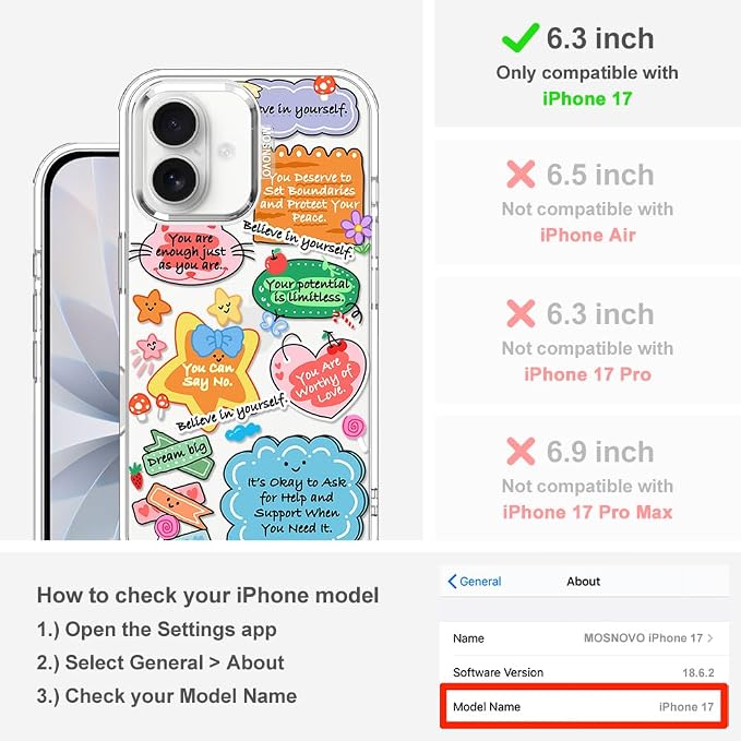 MOSNOVO for iPhone 17 Case, Shockproof Military-Grade Protection 6.6ft Drop - Image 2