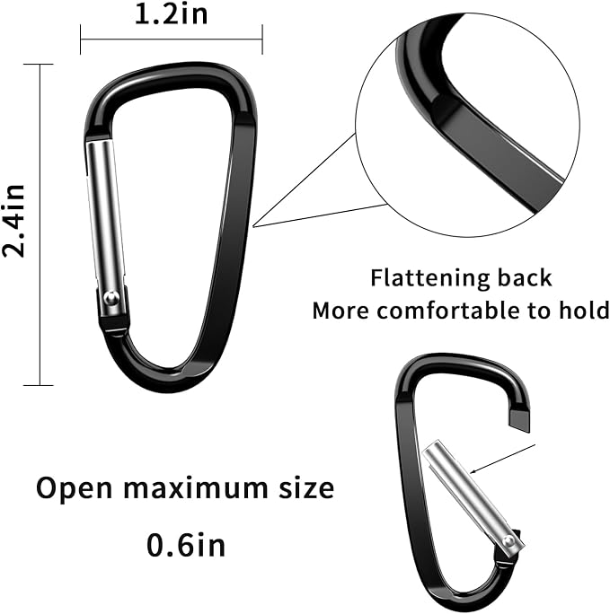 2.4" 24pcs Small Carabiner Clip Keychain, Aluminum D Ring Shape Clips - Image 2