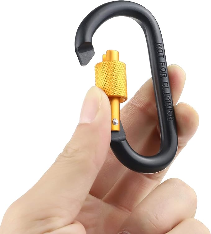 10 Pack Aluminum D Ring Key Rings Hiking Clips Locking Carabiner - Image 6