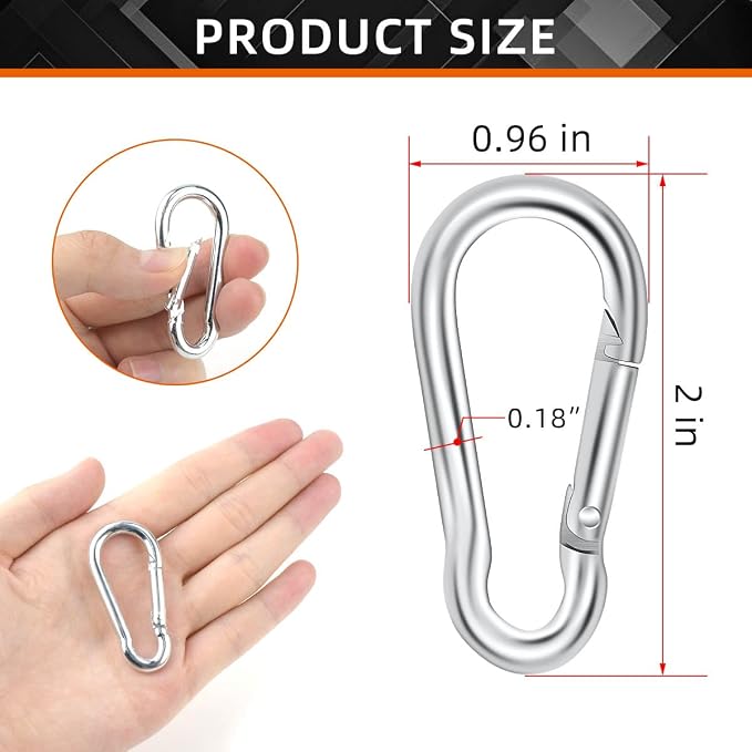 12 Pack Spring Snap Hook Heavy Duty Snap Carabiner Clip - Image 6