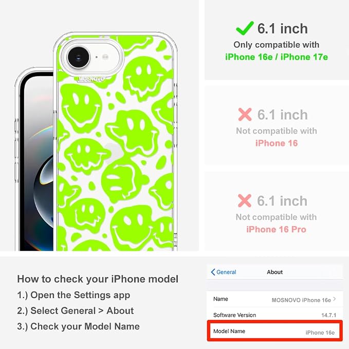 MOSNOVO for iPhone 17e Case/iPhone 16e Case, Shockproof Military-Grade - Image 2