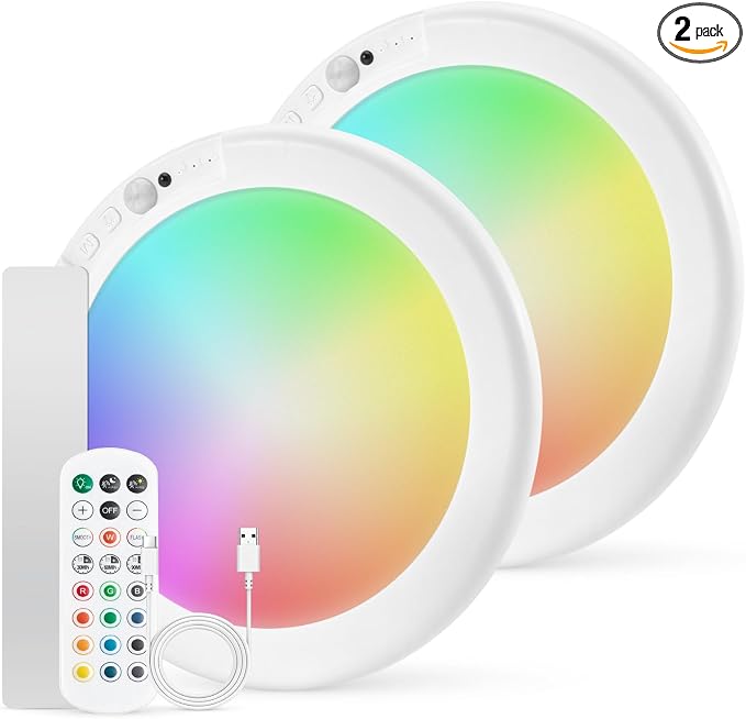 Combuh 2 Pack Rechargeable RGB Ambient Shower Light Waterproof Inside, LED 13 by Combuh