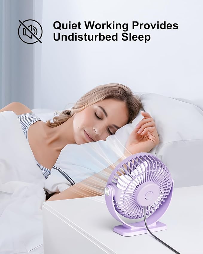 TriPole Desk Fan USB Powered Mini Portable Fan 3 Speeds Strong Airflow Small - Image 5