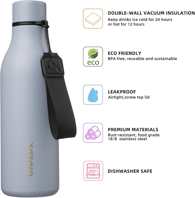 BJPKPK Insulated Water Bottles, 18 oz Stainless Steel Metal Water Bottle - Image 2