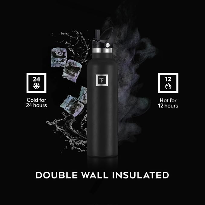 IRON °FLASK Camping & Hiking Hydration Flask - 24 oz Midnight Black - Image 3
