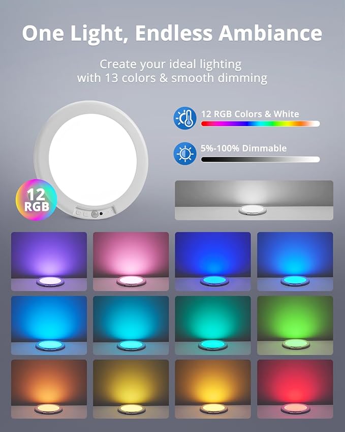 Combuh Rechargeable RGB Ambient Shower Light Waterproof Inside, LED 13 Color - Image 2