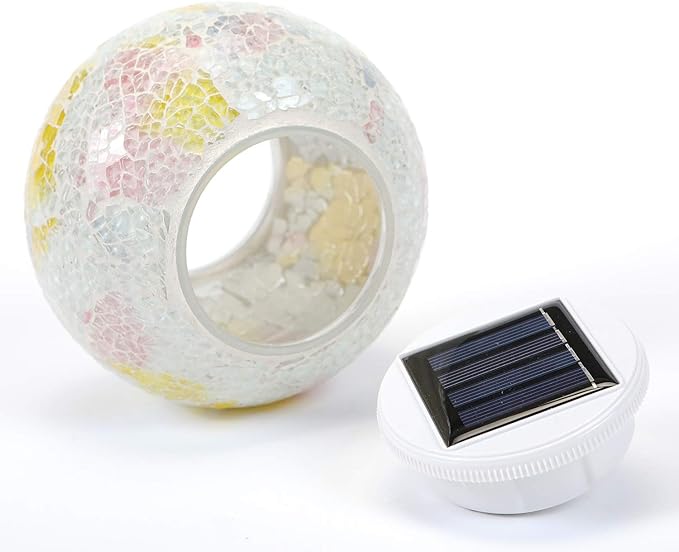 WSgift Color Changing Solar Powered Glass Mosaic Ball Led Garden Lights - Image 3