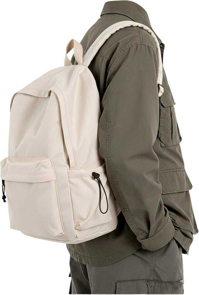 BJLFS White School Backpack for Girls Women, Waterproof High School Book Bag by BJLFS