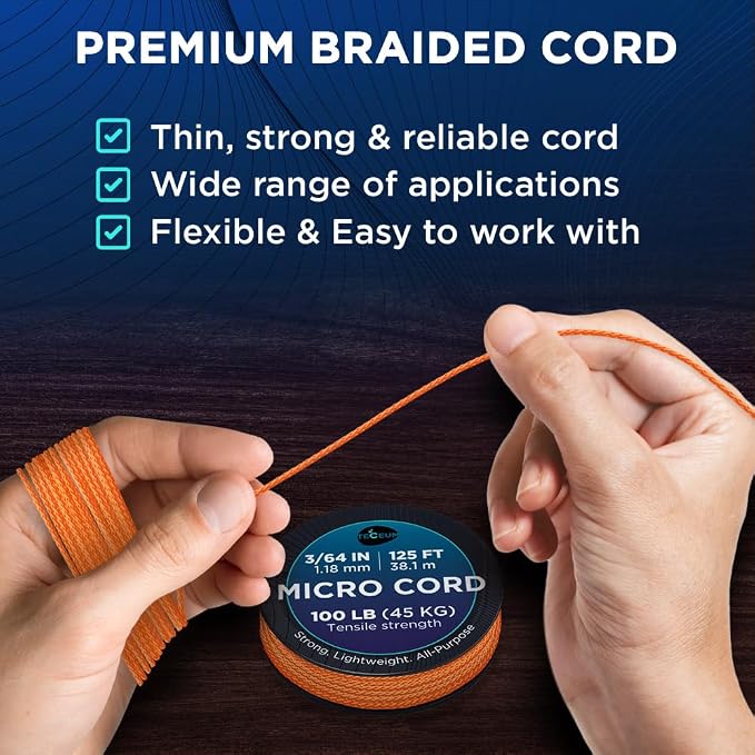 TECEUM Micro Paracord – 1.18 mm X 125 ft – Micro Utility Cord – Thin Braided - Image 3