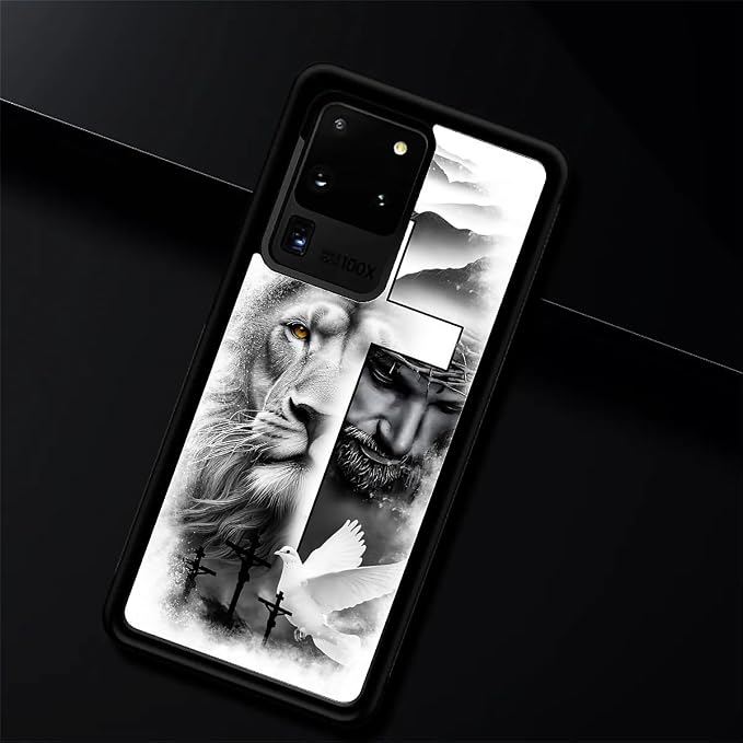 for Samsung Galaxy S20 Ultra Case, Lion Cross Jesus Christ Dove Pattern Graphic - Image 3