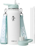 Coolflask Water Bottle with Straw, 40 oz Insulated Metal Water Flask with Straw by Coolflask