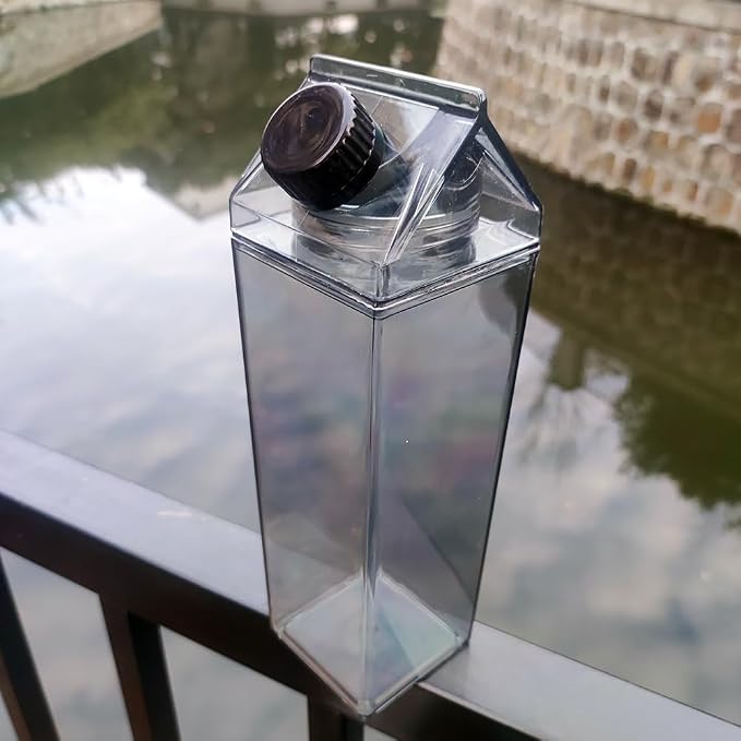Jinberry 1000ml/34oz Cute Leakproof Clear Milk Carton Water Bottle Portable - Image 4