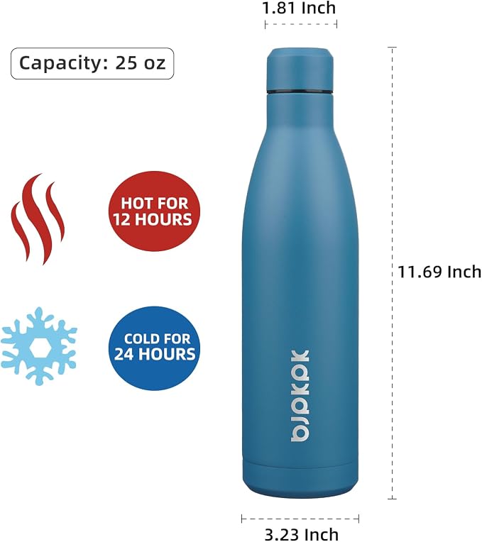 BJPKPK 25oz Insulated Water Bottle Double Wall Vacuum Insulated Stainless Steel - Image 2