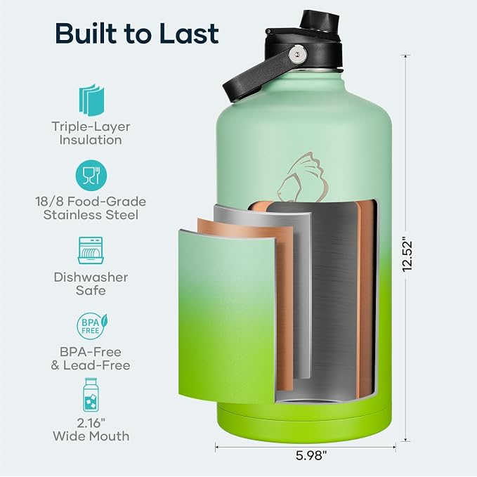 BUZIO 128oz Gallon Water Bottle, Insulated Water Jug - Image 4