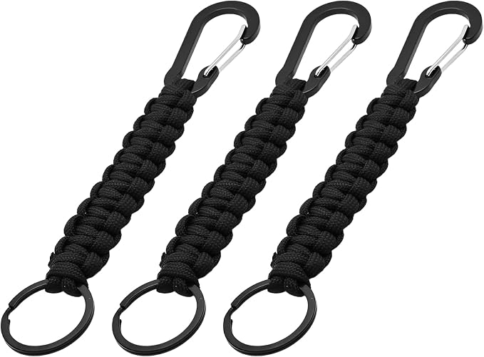3PCS Paracord Keychain with Carabiner Clip, Braided Rope Key Chain Lanyard by AUXBC