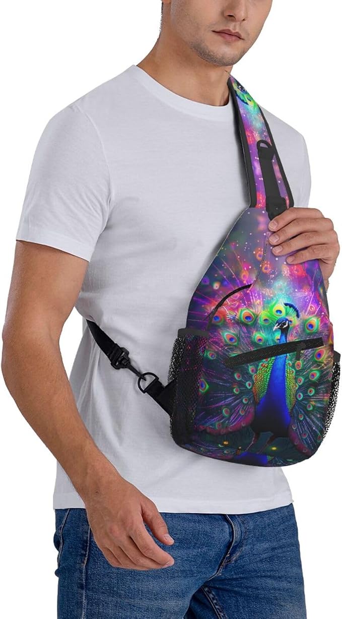 Beautiful Peacock Sling Bag For Women Men Fashion Backpack Crossbody Peacock - Image 8