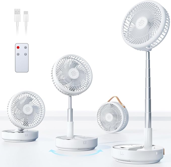 Portable Oscillating Travel Fan, 10400mAh Battery Operated Rechargeable USB by Primelove