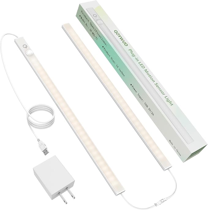 14" Slim USB Plug-in LED Motion Sensor Light Indoor, Bright & Dimmable Under by GreatLightingforGreatLife