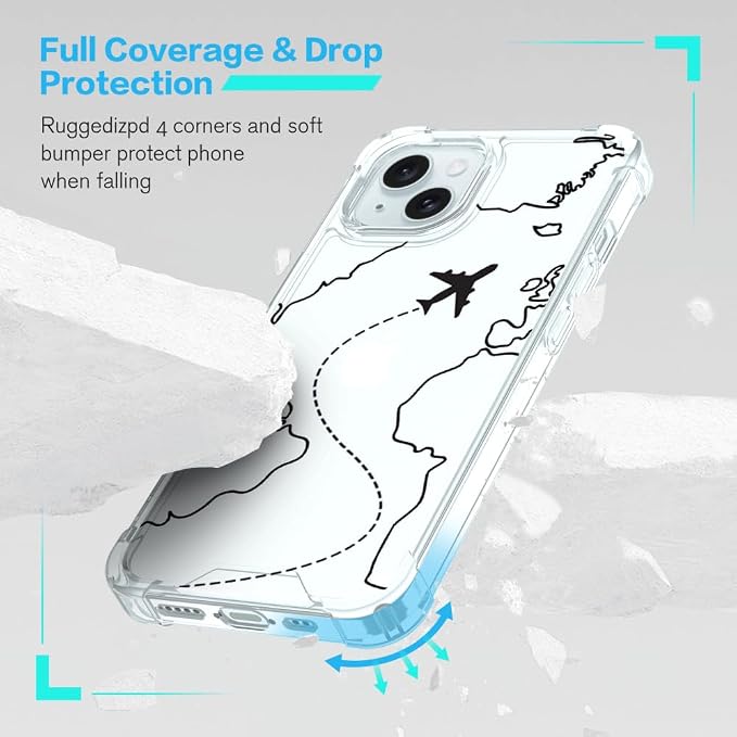 FANXI Minimalist Airplane Travel Map Phone Case Compatible - Image 2