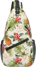 Pineapple Crossbody Sling Bag for Women Men Tropical Fruits Hibiscus Flowers by Unknown