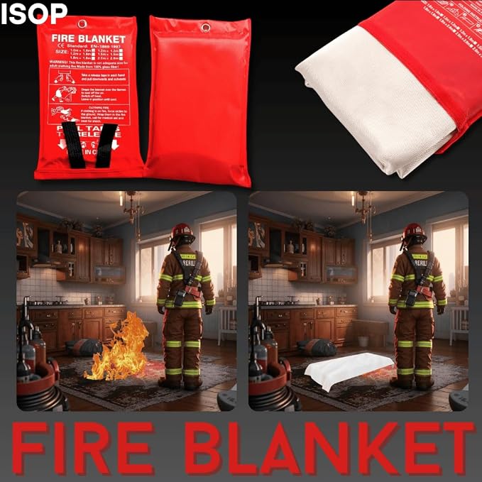 ISOP Fire Blanket Large 70 * 78 Inches – Fibreglass Fire Retardant Blanket – - Image 6