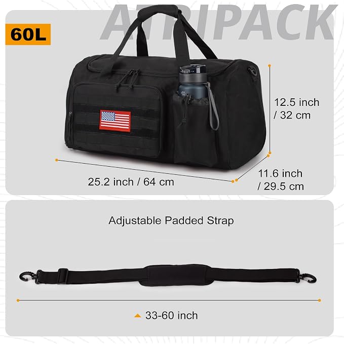 Tactical Gym Bag for Men, 60L Large Capacity Duffle Bags - Image 4