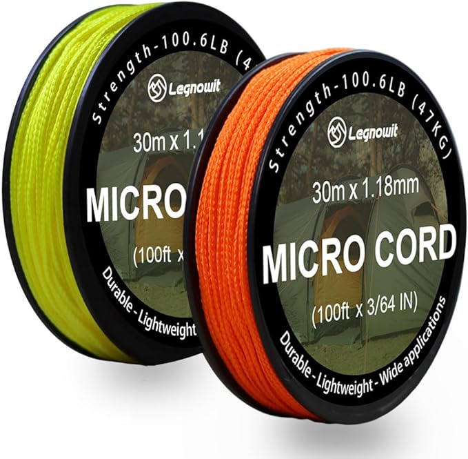 Micro Paracord, 1.18mm x 100ft Thin Mini Utility Braided Small Paracord by Legowitoutdoor
