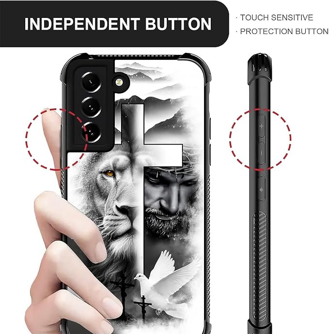 for Samsung Galaxy S22 Case, Lion Cross Jesus Christ Dove Pattern Graphic - Image 5