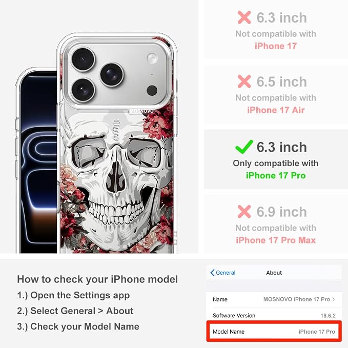 MOSNOVO for iPhone 17 Pro Case | Military Grade 6.6ft Drop Tested | Camera - Image 2