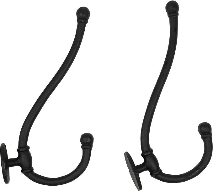 Mystic Colonial Rustic Cast Iron Wall Hooks, Heavy Duty Retro Utility Hanger - Image 4